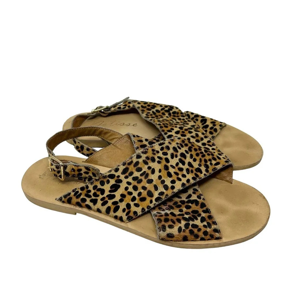Matisse Arielle Cow Hair Sandals Leopard Cheetah Print Size 8